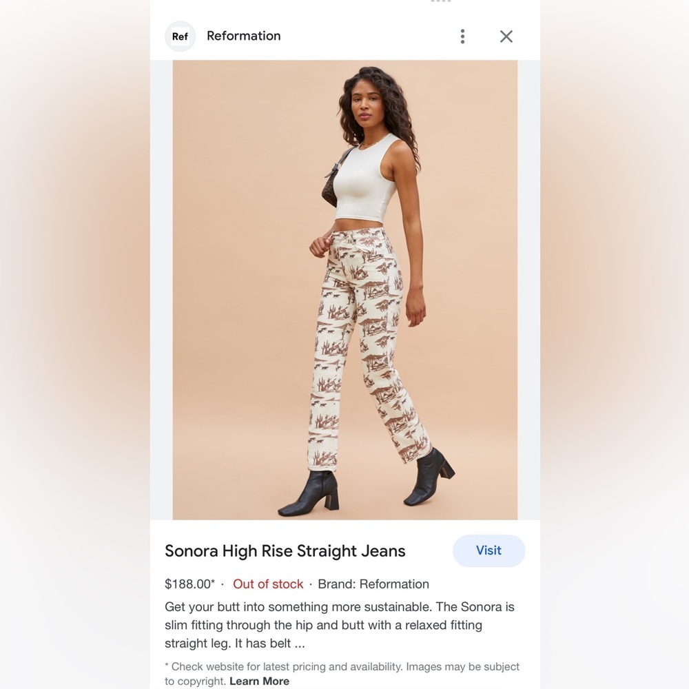 Reformation Sonora Cowboy Print Jeans DUPE